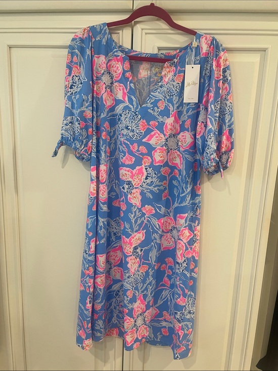 Lilly Pulitzer Dresses & Skirts - Lilly Pulitzer Easley Short Sleeve V-neck Dress, Bahamian Rhapsody size L